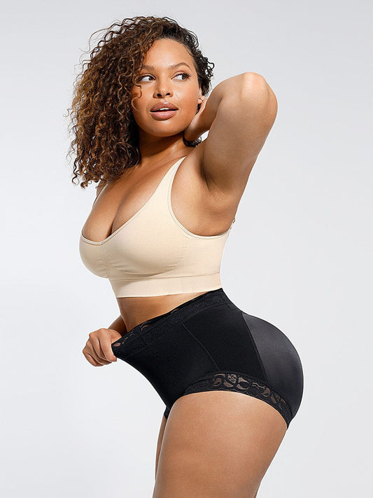 culotte gainante taille haute avec finition dentelle et tissu