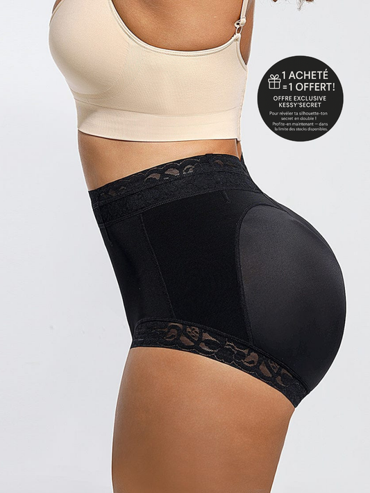 culotte gainante taille haute avec finition dentelle et tissu