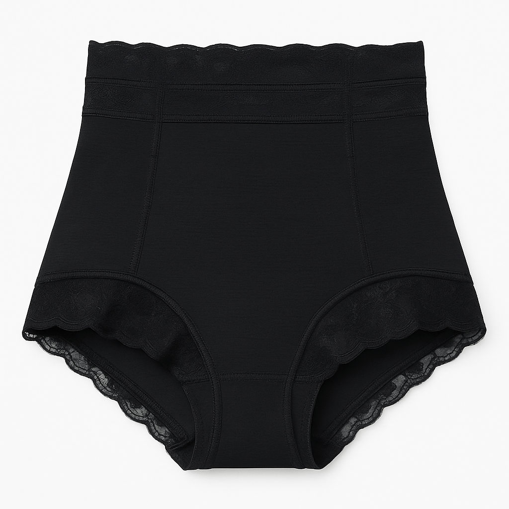 culotte gainante taille haute avec finition dentelle et tissu - Kessy’secret