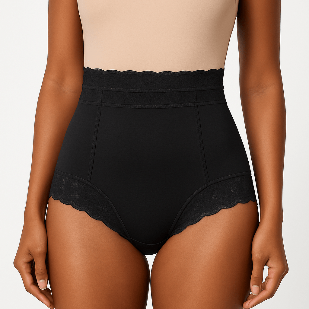 culotte gainante taille haute avec finition dentelle et tissu - Kessy’secret