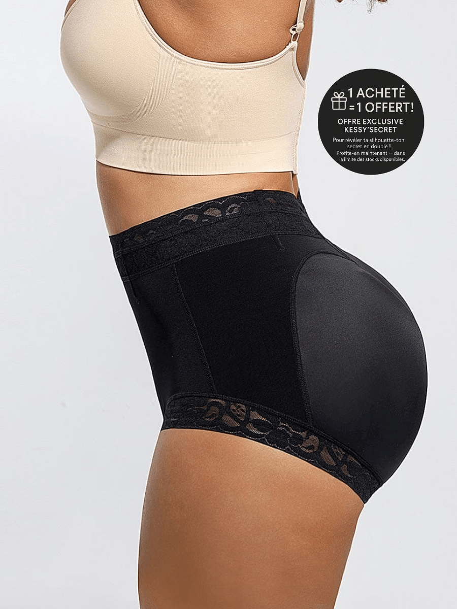 culotte gainante taille haute avec finition dentelle et tissu - Kessy’secret